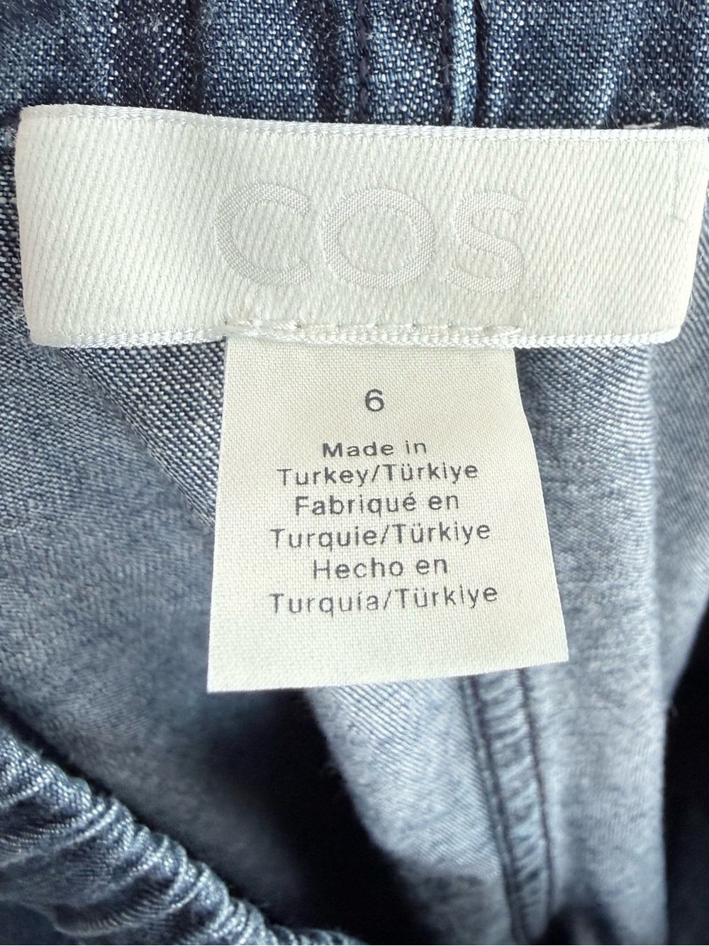 COS DENIM WIDE LEG DRAWSTRING PANTS 6 indigo LINEN BLEND MINIMALIST Casual - Picture 9 of 16